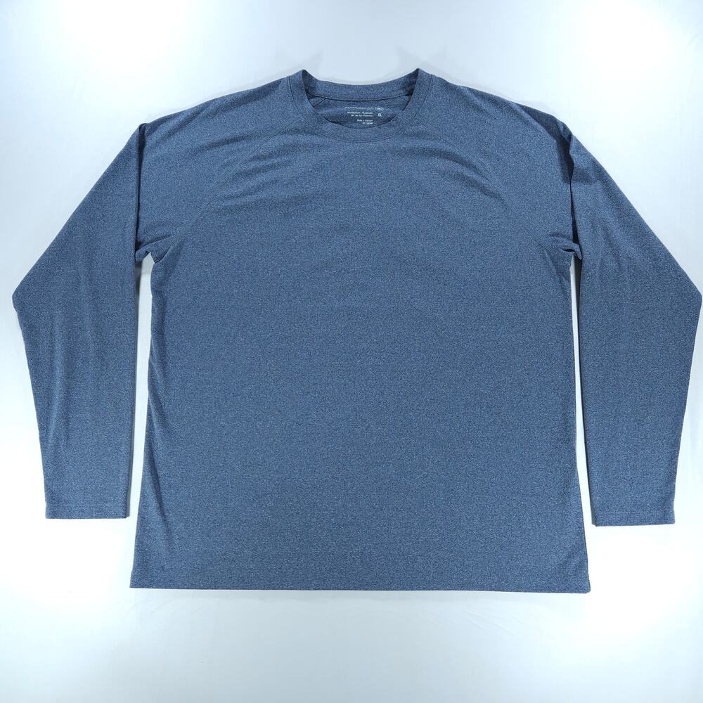 Peter Millar Crown Sport Long Sleeve Performance Tee UPF 50+ Heather Navy XL